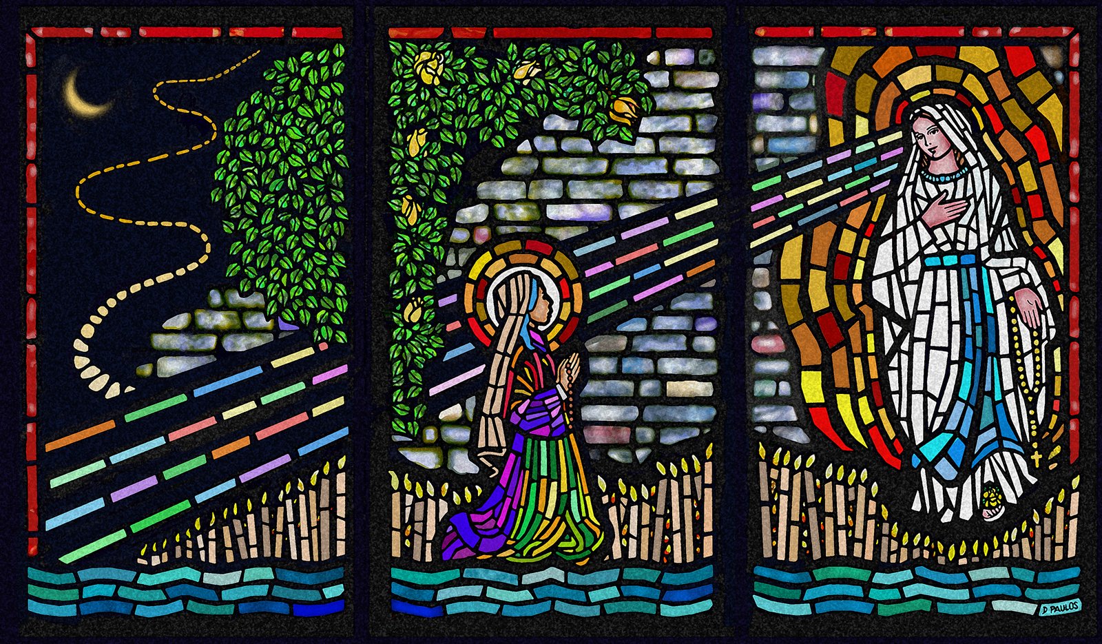 Bernadette Faceted Glass Window